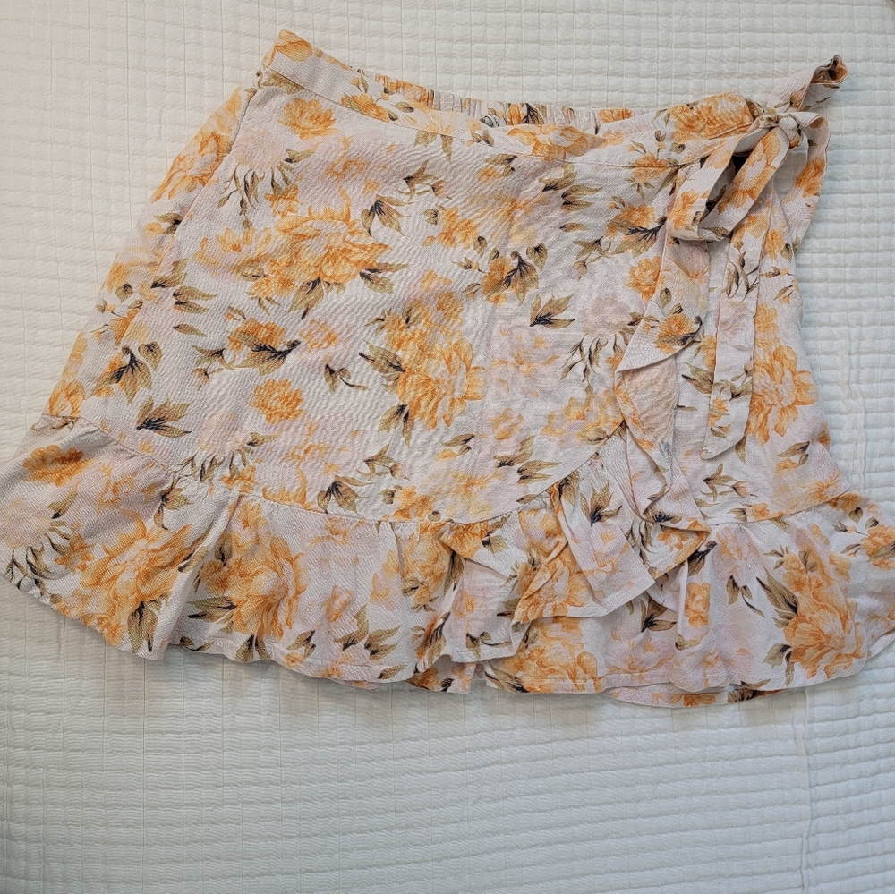 American Eagle wrap floral mini skirt